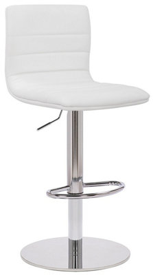 Aldo Deluxe Single Kitchen Bar Stool, Chrome Footrest, Height Adjustable Swivel Gas Lift, Breakfast & Home Barstool, White