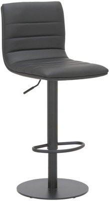 Aldo Deluxe Single Kitchen Bar Stool, Weighted Matt Black Base, Adjustable Swivel Gas Lift, Breakfast & Home Barstool Black