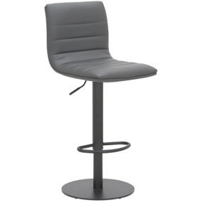 Aldo Deluxe Swivel Kitchen Bar Stool, Matt Black Footrest, Charcoal Grey
