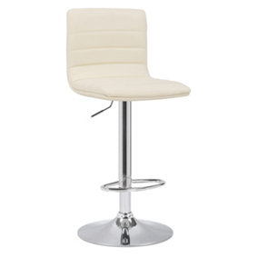 Aldo Height Adjustable Swivel Single Kitchen Bar Stool with Backrest, Cream