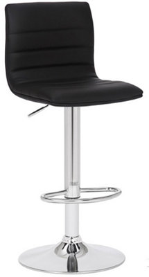 Aldo Kitchen Bar Stool, Single, Height Adjustable Seat, Chrome Footrest, Breakfast & Home Bar Stools, Black