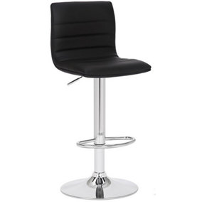 Aldo Swivel Kitchen Bar Stool with Adjustable Height and Chrome Base, Black