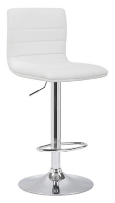 Aldo White Faux Leather Kitchen Bar Stool with Adjustable Height & Swivel