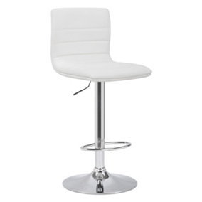 Aldo White Faux Leather Kitchen Bar Stool with Adjustable Height & Swivel