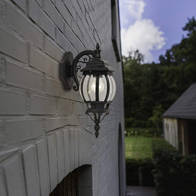 ALEXA CGC Black Vintage Lantern Outdoor Wall Light DIY at B&Q