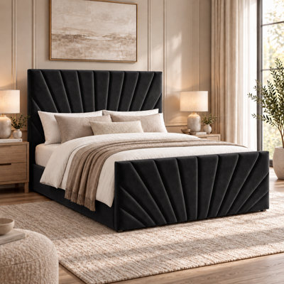 Alexander Plush Velvet Ottoman Sleigh Bed, with Ortho Mattress - 3ft ...