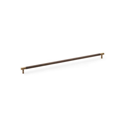 Alexander & Wilks Brunel Knurled T-Bar Cupboard Handle - Antique Brass - Centres 448mm