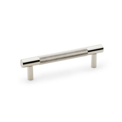 Alexander & Wilks Brunel Knurled T-Bar Cupboard Handle - Polished Nickel - Centres 96mm