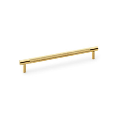 Alexander & Wilks Brunel Knurled T-Bar Cupboard Handle - Satin Brass PVD - Centres 192mm