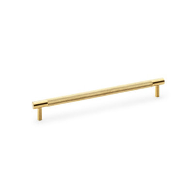 Alexander & Wilks Brunel Knurled T-Bar Cupboard Handle - Satin Brass PVD - Centres 224mm