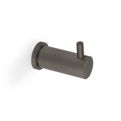 Alexander & Wilks Brunel Reeded Coat Hook On 25mm Rose - Dark Bronze Pvd