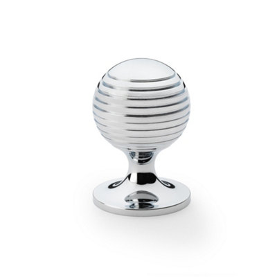 Alexander & Wilks Caesar Cupboard Knob on Round Rose - Polished Chrome - 38mm