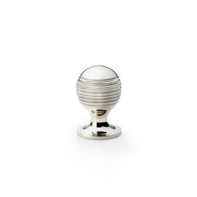 Alexander & Wilks Caesar Cupboard Knob on Round Rose - Polished Nickel - 25mm