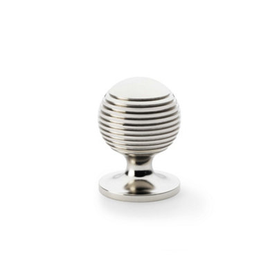 Alexander & Wilks Caesar Cupboard Knob on Round Rose - Polished Nickel - 32mm
