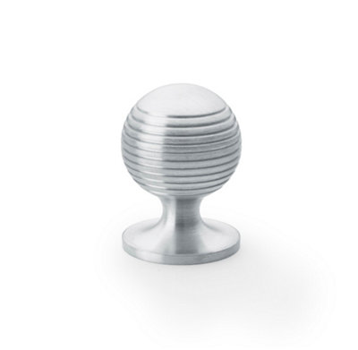 Alexander & Wilks Caesar Cupboard Knob on Round Rose - Satin Chrome - 32mm