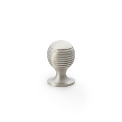Alexander & Wilks Caesar Cupboard Knob on Round Rose - Satin Nickel - 25mm