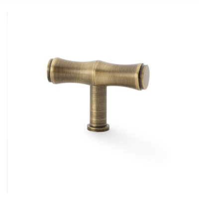 Alexander & Wilks Crispin Bamboo T-bar Cupboard Knob - 55mm - Antique Brass