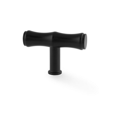 Alexander & Wilks Crispin Bamboo T-bar Cupboard Knob - 55mm - Black