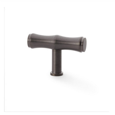 Alexander & Wilks Crispin Bamboo T-bar Cupboard Knob - 55mm - Dark Bronze PVD