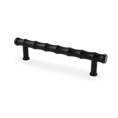 Alexander & Wilks Crispin Bamboo T-bar Cupboard Pull Handle - 128mm Centres - Black