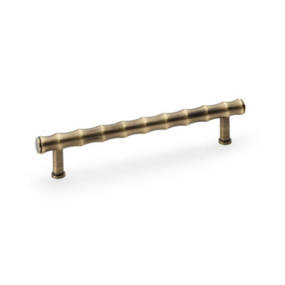 Alexander & Wilks Crispin Bamboo T-bar Cupboard Pull Handle - 160mm Centres - Antique Brass