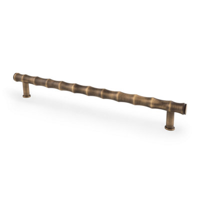 Alexander & Wilks Crispin Bamboo T-bar Cupboard Pull Handle - 224mm Centres - Antique Brass