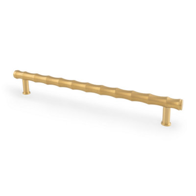 Alexander & Wilks Crispin Bamboo T-bar Cupboard Pull Handle - 224mm Centres - Satin Brass PVD