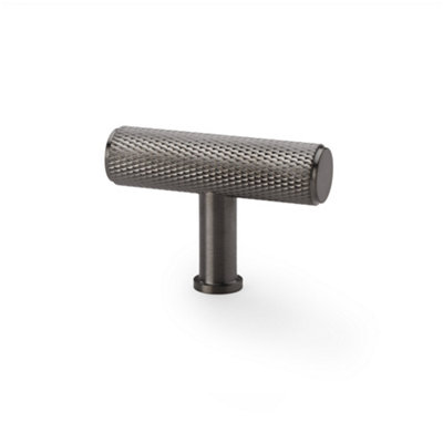 Alexander & Wilks Crispin Knurled T-bar Cupboard Knob - 55mm - Dark Bronze PVD