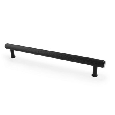 Alexander & Wilks Crispin Knurled T-bar Cupboard Pull Handle - Black - Centres 224mm