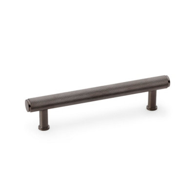 Alexander & Wilks Crispin Knurled T-bar Cupboard Pull Handle - Dark Bronze PVD - Centres 128mm