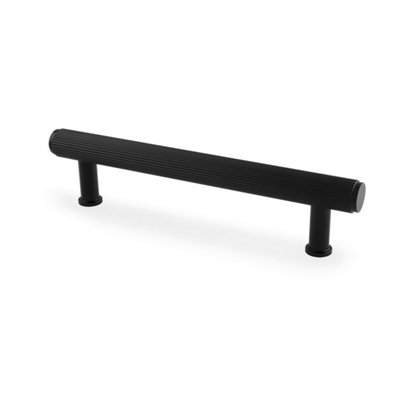Alexander & Wilks Crispin Reeded T-bar Cupboard Pull Handle - Black - 128mm