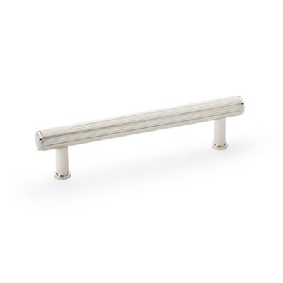 Alexander & Wilks Crispin Reeded T-bar Cupboard Pull Handle - Polished Nickel - 128mm