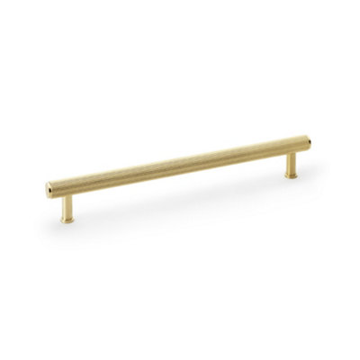 Alexander & Wilks Crispin Reeded T-bar Cupboard Pull Handle - Satin Brass PVD - 224mm
