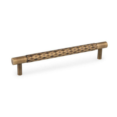 Alexander & Wilks Diamond Cut Cabinet Pull - 160mm C/C - Antique Brass