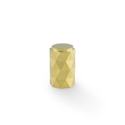 Alexander & Wilks Diamond Cut Cylinder Cabinet Knob - 30mm - Satin Brass Pvd