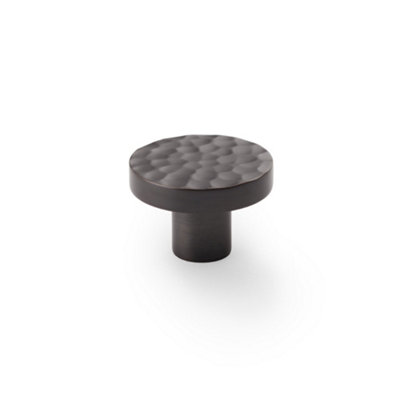 Alexander & Wilks Hanover Hammered Cupboard Knob - Dark Bronze - 38mm