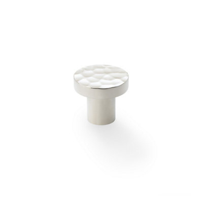 Alexander & Wilks Hanover Hammered Cupboard Knob - Polished Nickel - 30mm