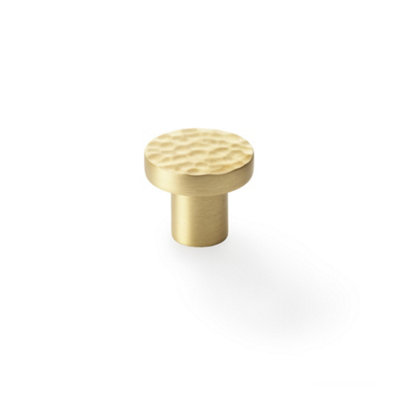 Alexander & Wilks Hanover Hammered Cupboard Knob - Satin Brass - 30mm