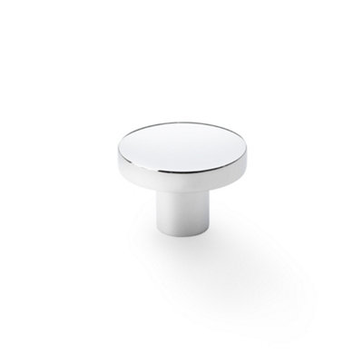 Alexander & Wilks Hanover Plain Cupboard Knob - Polished Chrome - Knob 38mm