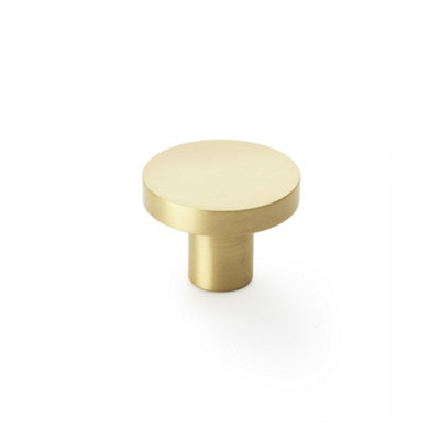Alexander & Wilks Hanover Plain Cupboard Knob - Satin Brass - Knob 38mm