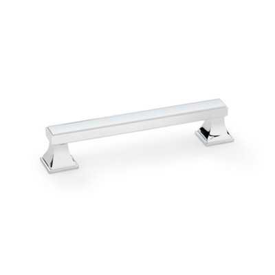 Alexander & Wilks Jesper Square Cabinet Pull Handle - Polished Chrome - Centres 128mm