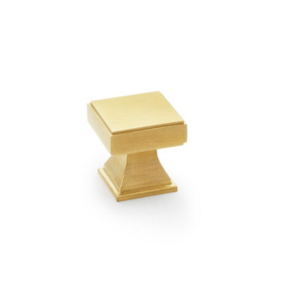 Alexander & Wilks Jesper Square Cupboard Knob - Satin Brass PVD - 30mm