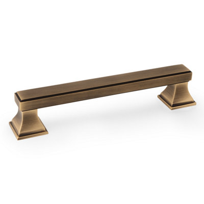 Alexander & Wilks Jesper Square Cupboard Pull Handle - Antique Brass -128mm Centres