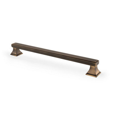 Alexander & Wilks Jesper Square Cupboard Pull Handle - Antique Brass -224mm Centres