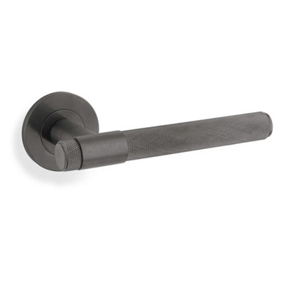 Alexander & Wilks Knurled Kingstone Lever on Round Rose - Dark Bronze PVD