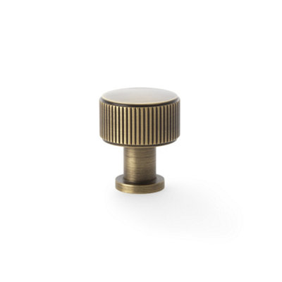 Alexander & Wilks Lucia Reeded Cupboard Knob - Antique Brass - 29mm