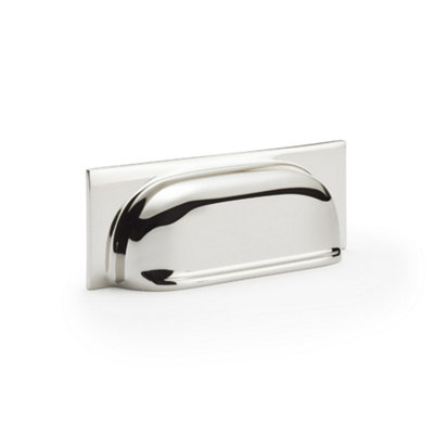 Alexander & Wilks Quantock Cup Pull Handle - Polished Nickel - Centers 96mm