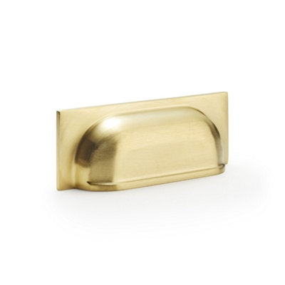Alexander & Wilks Quantock Cup Pull Handle - Satin Brass - Centers 96mm