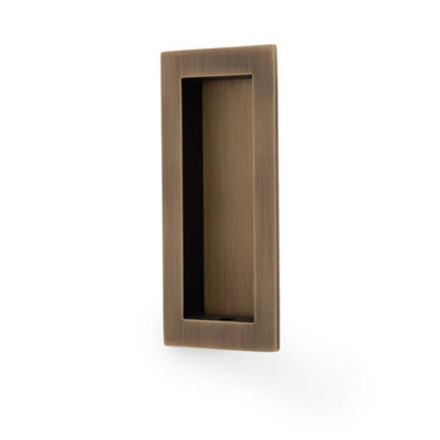 Alexander & Wilks Rectangular Flush Pull - 100X45mm - Antique Brass