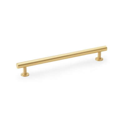 Alexander & Wilks Round T-Bar Cabinet Pull Handle - Satin Brass - Centres 192mm